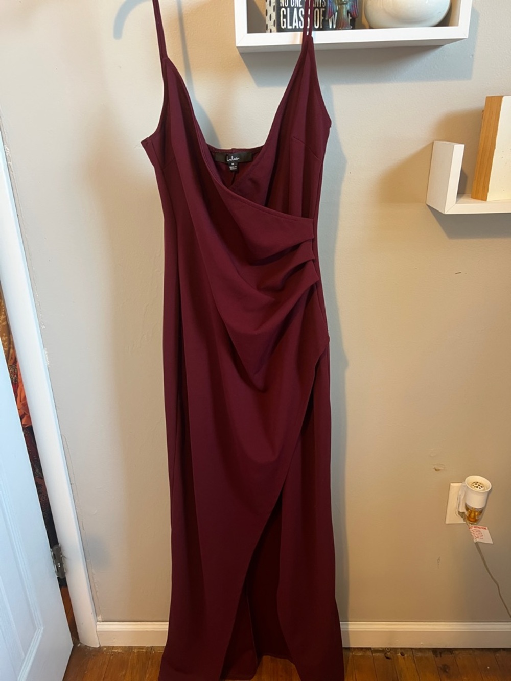 Lulu's Wine Draped Spaghetti-Strap Maxi Dress